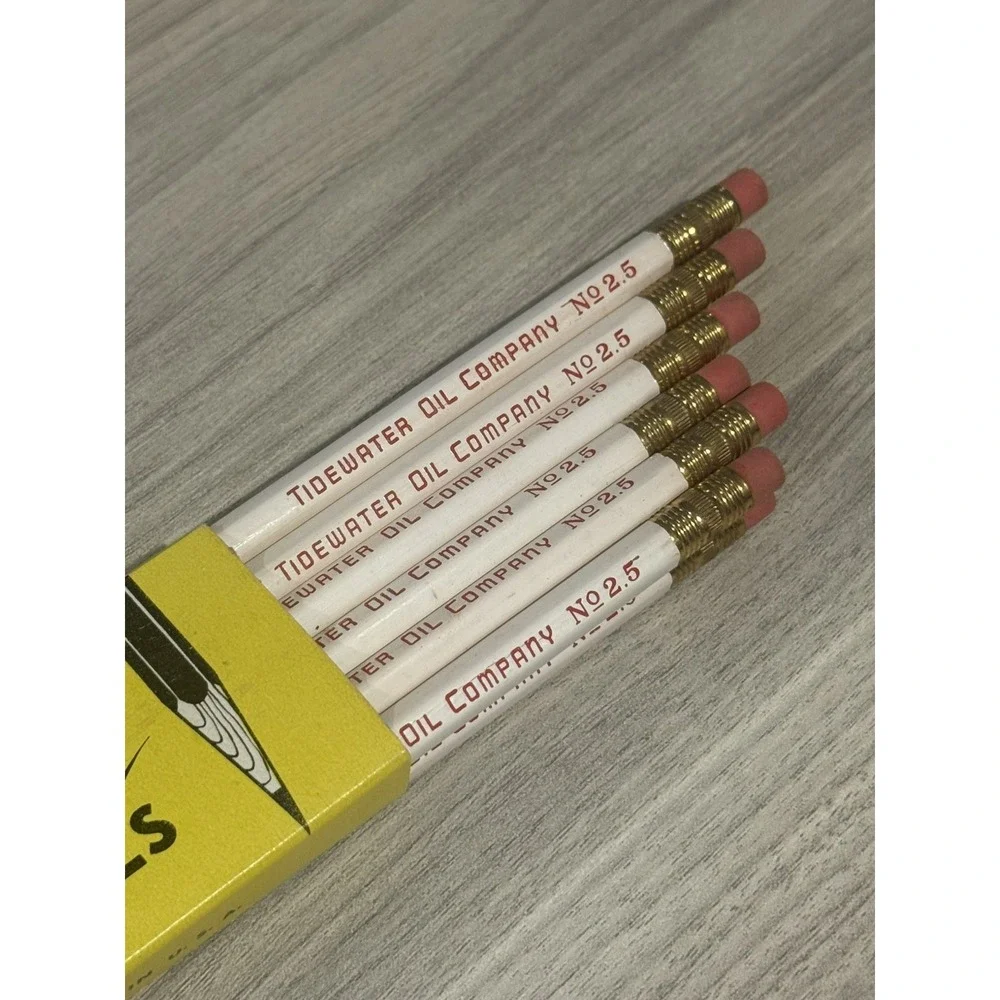 Vtg No2.5 Pencils TIDEWATER OIL Lot Of 12 White Tidewater Oil Collectibles‎ USA